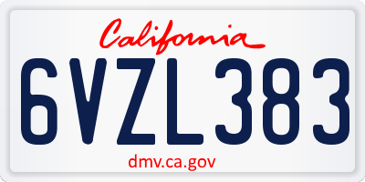 CA license plate 6VZL383