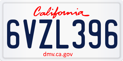 CA license plate 6VZL396