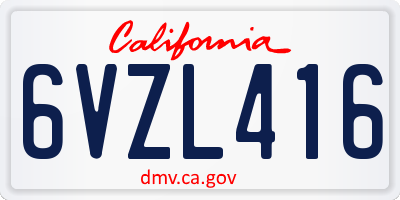 CA license plate 6VZL416