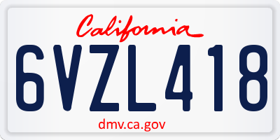CA license plate 6VZL418