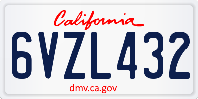 CA license plate 6VZL432