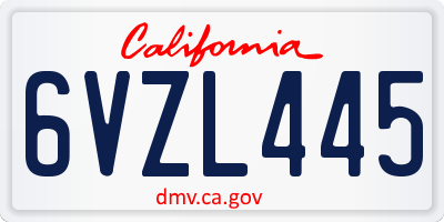 CA license plate 6VZL445