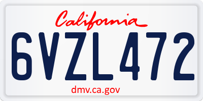 CA license plate 6VZL472