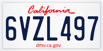 CA license plate 6VZL497