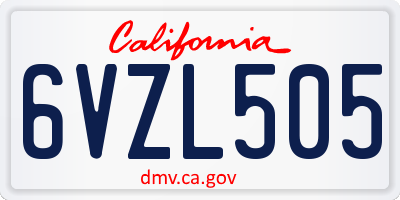 CA license plate 6VZL505