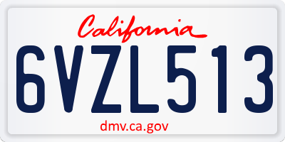 CA license plate 6VZL513