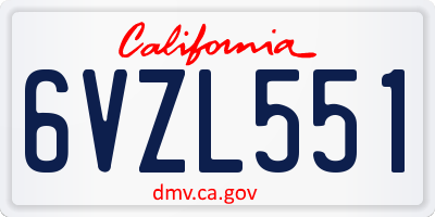 CA license plate 6VZL551