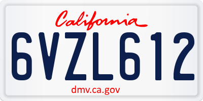CA license plate 6VZL612