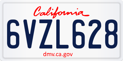 CA license plate 6VZL628
