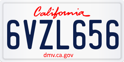 CA license plate 6VZL656