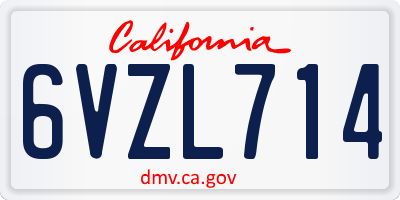 CA license plate 6VZL714