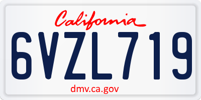 CA license plate 6VZL719