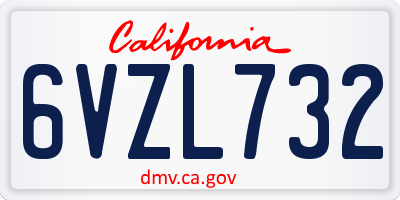 CA license plate 6VZL732
