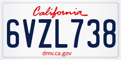 CA license plate 6VZL738