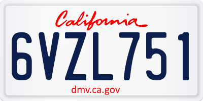 CA license plate 6VZL751