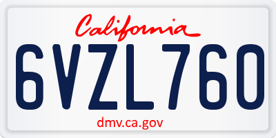 CA license plate 6VZL760