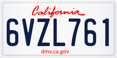 CA license plate 6VZL761