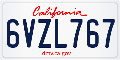 CA license plate 6VZL767