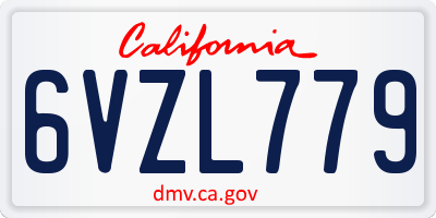 CA license plate 6VZL779