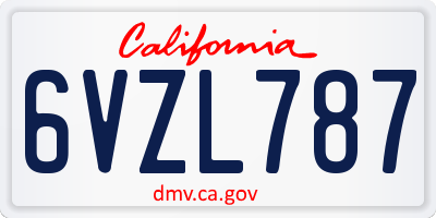 CA license plate 6VZL787