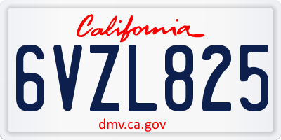 CA license plate 6VZL825