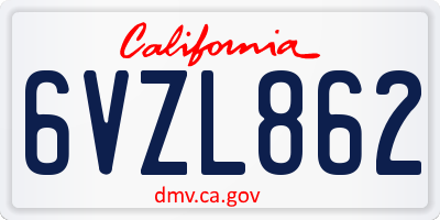 CA license plate 6VZL862