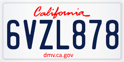CA license plate 6VZL878