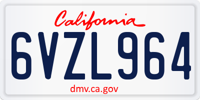 CA license plate 6VZL964