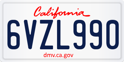 CA license plate 6VZL990