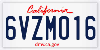 CA license plate 6VZM016