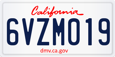 CA license plate 6VZM019