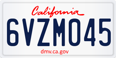 CA license plate 6VZM045