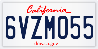 CA license plate 6VZM055