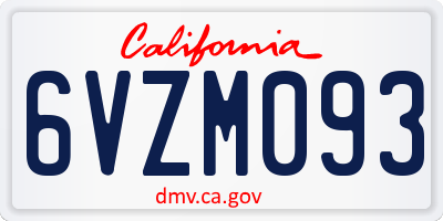 CA license plate 6VZM093