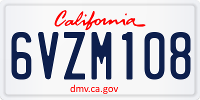 CA license plate 6VZM108