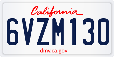 CA license plate 6VZM130