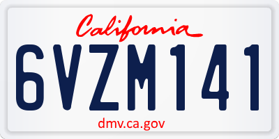 CA license plate 6VZM141