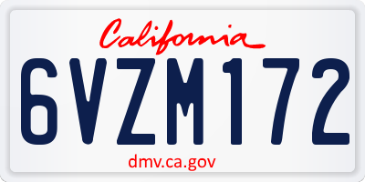 CA license plate 6VZM172