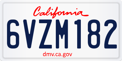 CA license plate 6VZM182
