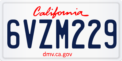 CA license plate 6VZM229
