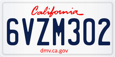 CA license plate 6VZM302