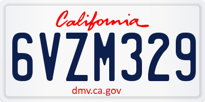 CA license plate 6VZM329