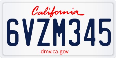 CA license plate 6VZM345