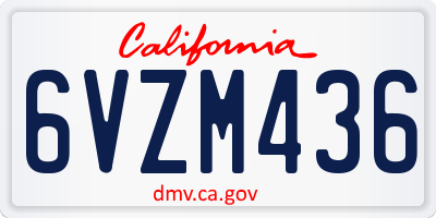 CA license plate 6VZM436