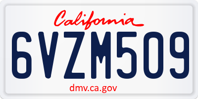 CA license plate 6VZM509