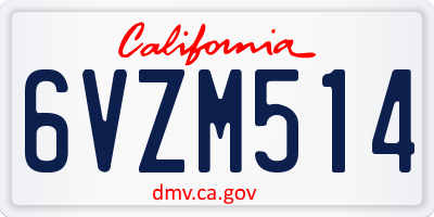 CA license plate 6VZM514
