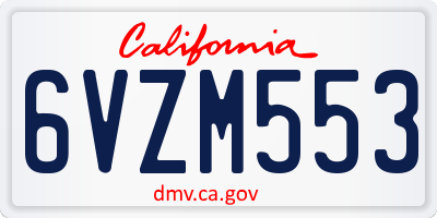 CA license plate 6VZM553