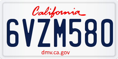 CA license plate 6VZM580