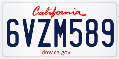 CA license plate 6VZM589