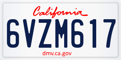 CA license plate 6VZM617